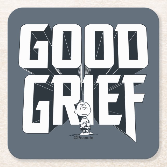Charlie Brown "Good Grief" Rock Band Tee Graphic Square Paper Coaster (Front)