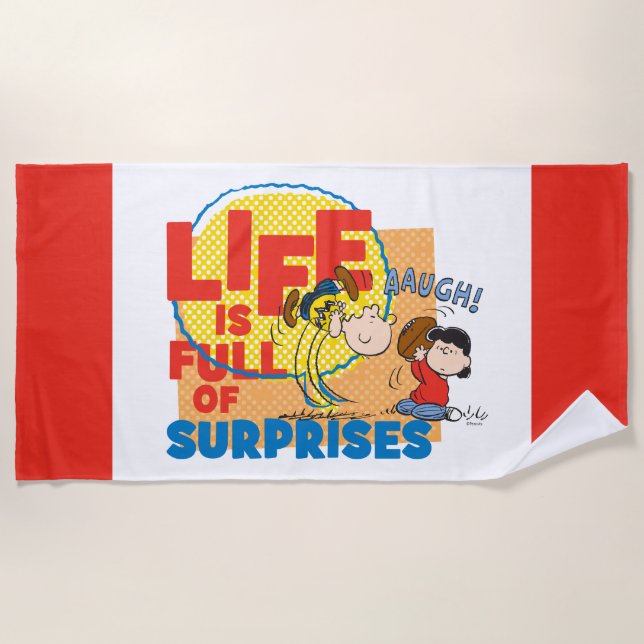 Charlie Brown & Lucy - Life is Full of Surprises Beach Towel (Front)