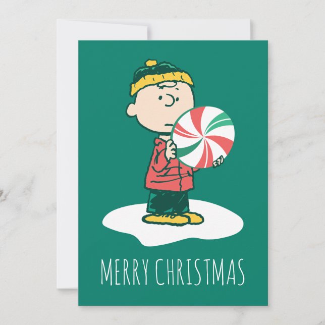 Charlie Brown Peppermint Candy Holiday Card (Front)