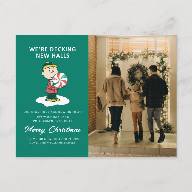 Charlie Brown Peppermint Candy Holiday Postcard (Front)