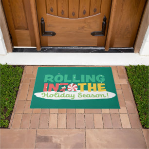 Charlie Brown   Rolling Into the Holiday Season Doormat
