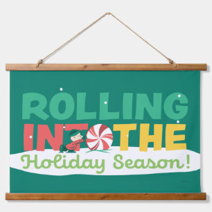 Charlie Brown   Rolling Into the Holiday Season Hanging Tapestry
