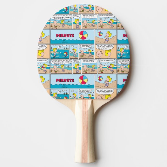Charlie Brown & Sally At The Beach Ping Pong Paddle (Front)