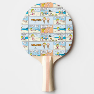 Charlie Brown & Sally Ice Cream At The Beach Ping Pong Paddle