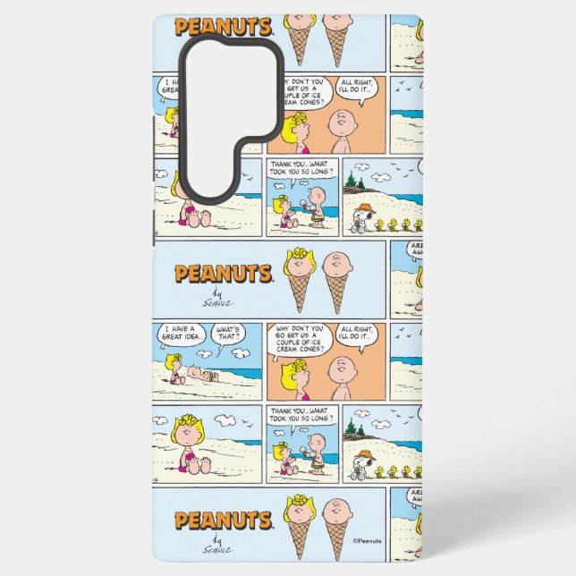 Charlie Brown & Sally Ice Cream At The Beach Samsung Galaxy S22 Ultra Case (Back)