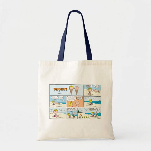 Charlie Brown & Sally Ice Cream At The Beach Tote Bag (Front)