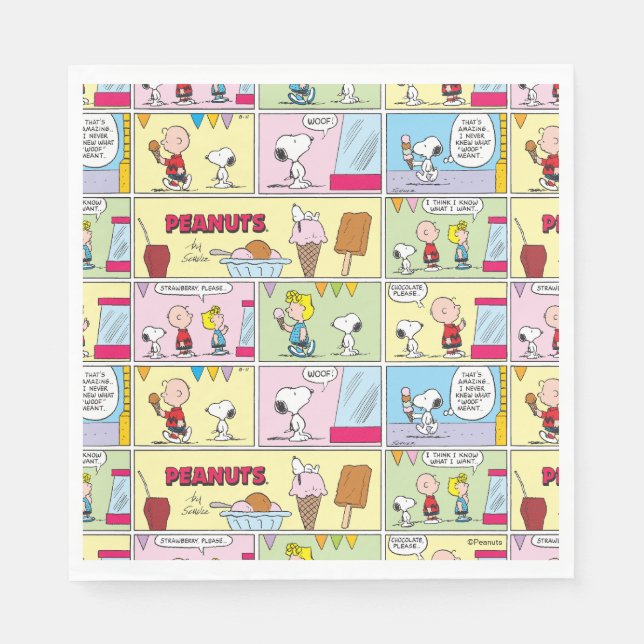 Charlie Brown, Snoopy & Sally | Ice Cream Napkin (Front)