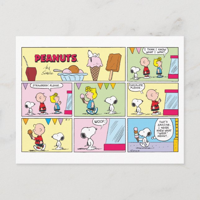 Charlie Brown, Snoopy & Sally | Ice Cream Postcard (Front)