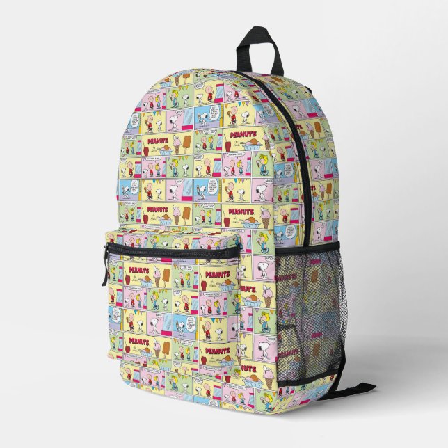 Charlie Brown, Snoopy & Sally | Ice Cream Printed Backpack (Back Corner Right)