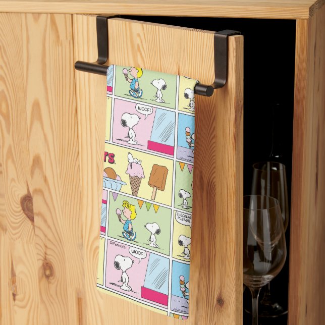 Charlie Brown, Snoopy & Sally | Ice Cream Tea Towel (Thirds Fold)
