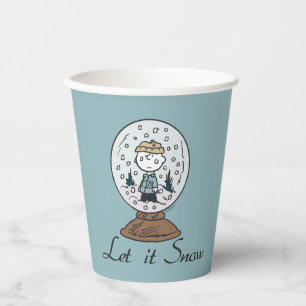 Charlie Brown Snow Globe Graphic - Let It Snow Paper Cups