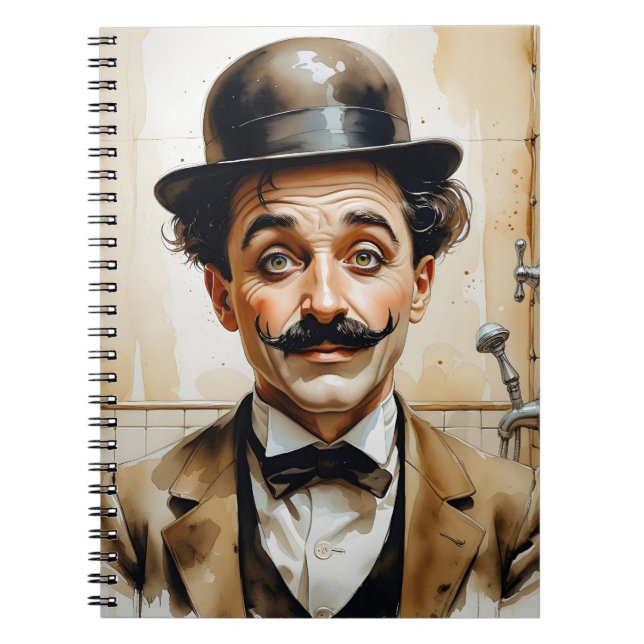 charlie chaplin funny in bathroom  notebook (Front)