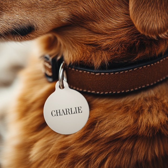 Charlie Classic Name Monogram | Beige Pet Tag (Creator Uploaded)