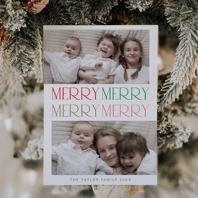 CHARLIE Colourful 2 Photo Fun Merry Merry Christma Holiday Card (CHARLIE Colorful 2 Photo Fun Merry Merry Christmas Holiday Card)