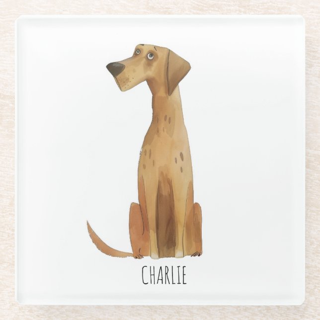 Charlie Dog Glass Coaster (Front)