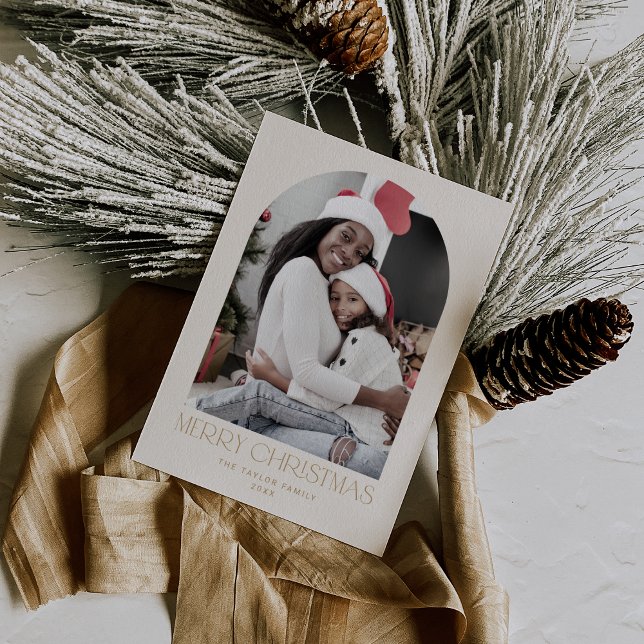 CHARLIE Gold Arch Xmas Photo Fun Merry Christmas Holiday Card (CHARLIE Gold Arch Xmas Photo Fun Merry Christmas Holiday Card)