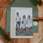 CHARLIE Gold Family Photo Boho Merry Christmas Holiday Card<br><div class="desc">CHARLIE Gold Family Photo Boho Merry Christmas Holiday Card.

Personalise the front of the card a photo,  your family name and the year. Personalise the back with an optional holiday greeting or family news,  and your family name.</div>