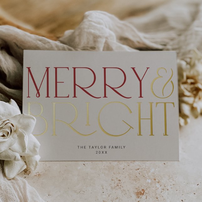 CHARLIE Gold Foil Merry Bright Family Christmas (CHARLIE Gold Foil Merry Bright Family Christmas Foil Holiday Card)