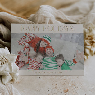 CHARLIE Gold Happy Holidays Xmas Photo Christmas Holiday Card