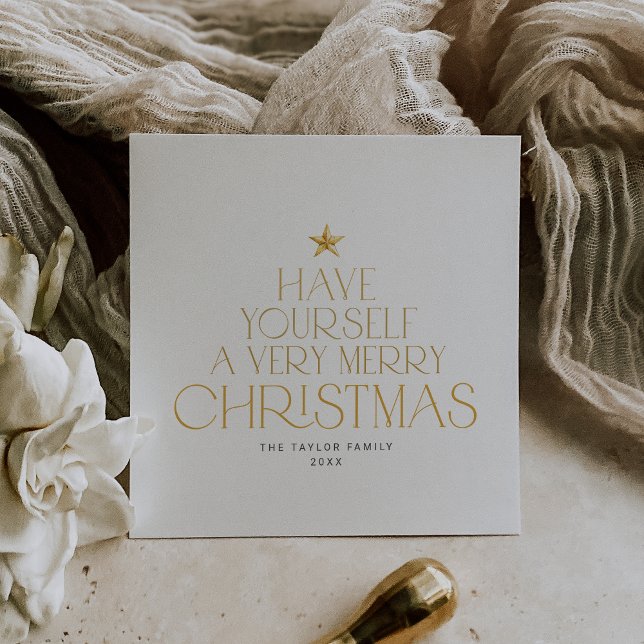 CHARLIE Gold Star Family Merry Little Christmas Holiday Card (CHARLIE Gold Star Family Merry Little Christmas Holiday Card)