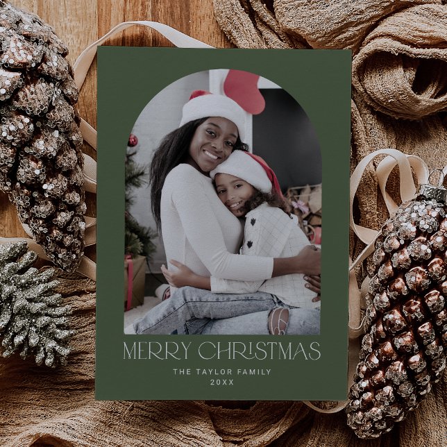 CHARLIE Green Arch Xmas Photo Fun Merry Christmas Holiday Card (CHARLIE Green Arch Xmas Photo Fun Merry Christmas Holiday Card)