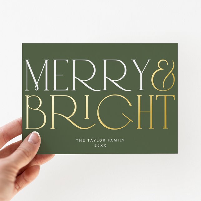 CHARLIE Green Foil Merry Bright Family Christmas (CHARLIE Green Foil Merry Bright Family Christmas Foil Holiday Card)