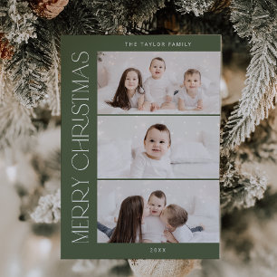 CHARLIE Green Printable 3 Family Photo Christmas Holiday Card
