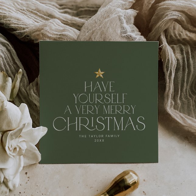 CHARLIE Green Star Family Merry Little Christmas Holiday Card (CHARLIE Green Star Family Merry Little Christmas Holiday Card)