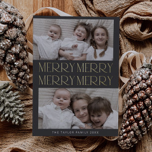 CHARLIE Grey Foil Photo Fun Merry Merry Christmas