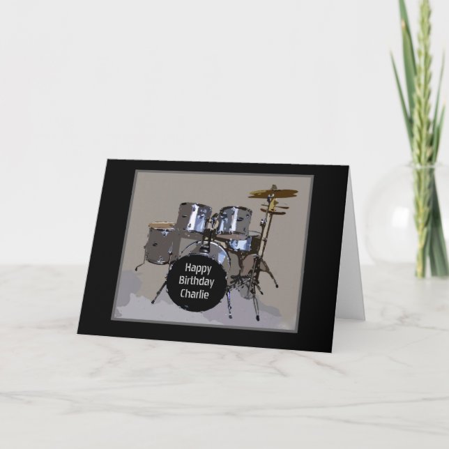 Charlie Happy Birthday Drums Card (Front)