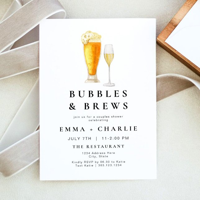 CHARLIE Modern Bubbles and Brews Couples Shower Invitation (Creator Uploaded)