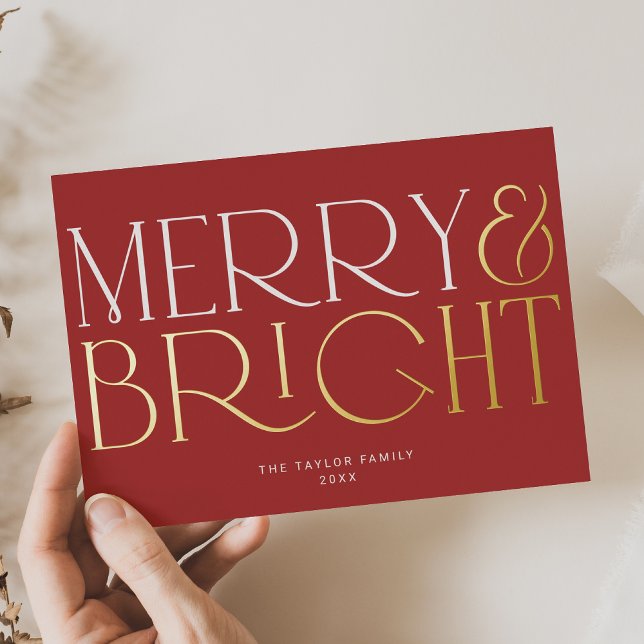CHARLIE Red Foil Merry Bright Family Christmas (CHARLIE Red Foil Merry Bright Family Christmas Foil Holiday Card)