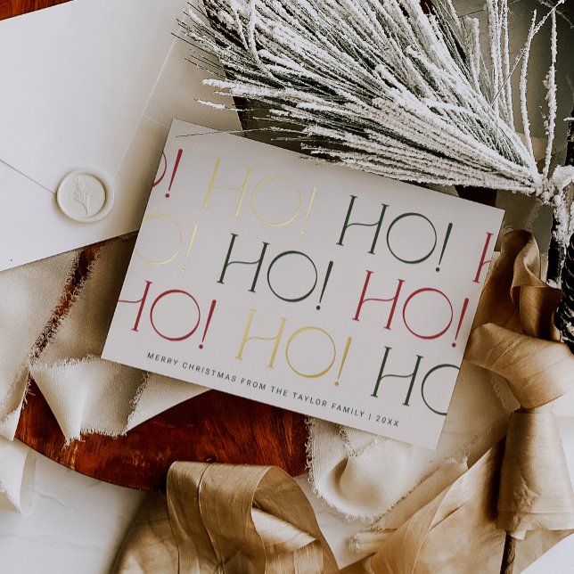CHARLIE Red Green Foil Ho Ho Ho Family Christmas (CHARLIE Red Green Foil Ho Ho Ho Family Christmas Foil Holiday Card)
