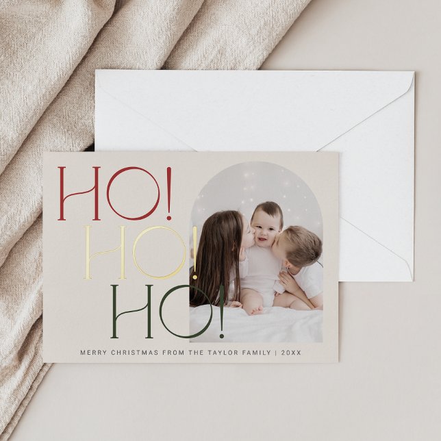 CHARLIE Red Green Foil Ho Ho Ho Photo Christmas (CHARLIE Red Green Foil Ho Ho Ho Photo Christmas Foil Holiday Card)