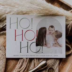 CHARLIE Red Green Ho Ho Ho Family Photo Christmas Holiday Card