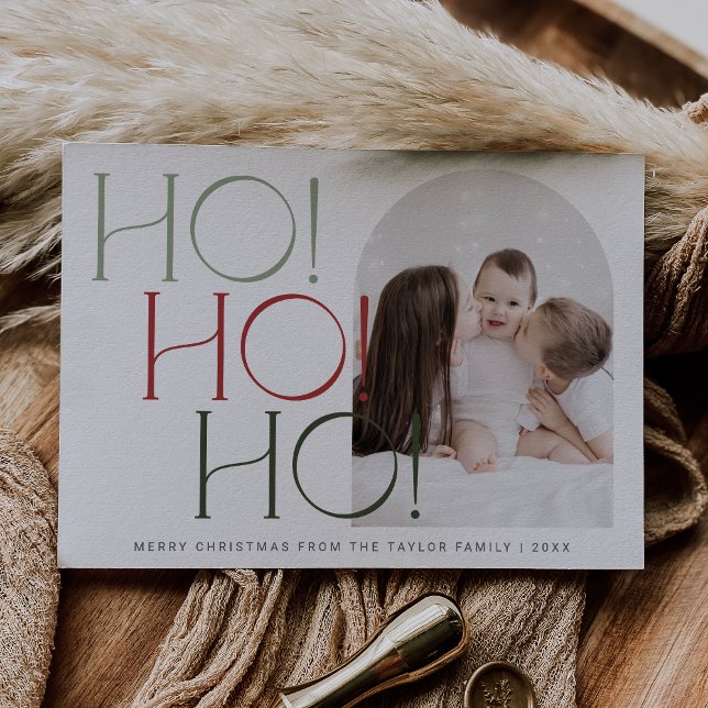 CHARLIE Red Green Ho Ho Ho Family Photo Christmas Holiday Card (CHARLIE Red Green Ho Ho Ho Family Photo Christmas Holiday Card)