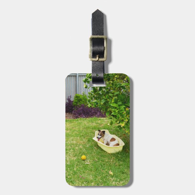 Charlie The Fox Terrier Bath Time, Luggage Tag (Front Vertical)