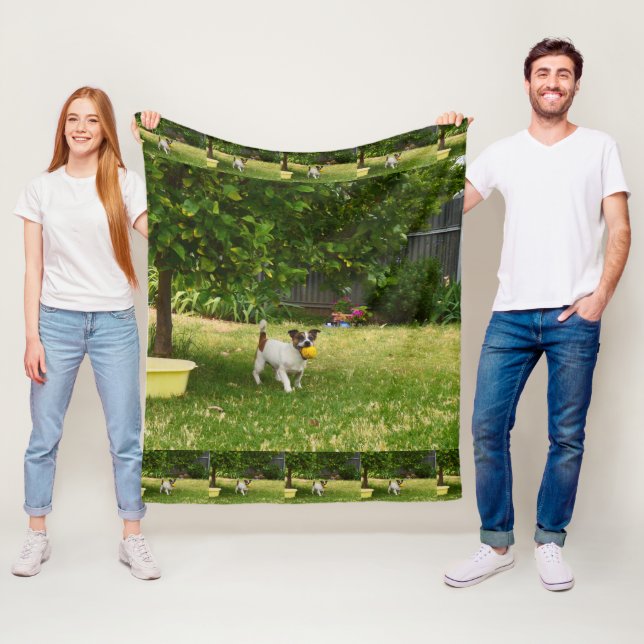 Charlie The Fox Terrier Play Time, Fleece Blanket (In Situ)