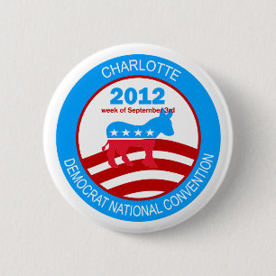 Charlotte 2012 Democrat Convention 6 Cm Round Badge