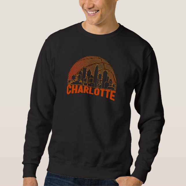 Charlotte Basketball Skyline Cityscape Retro Vinta Sweatshirt (Front)