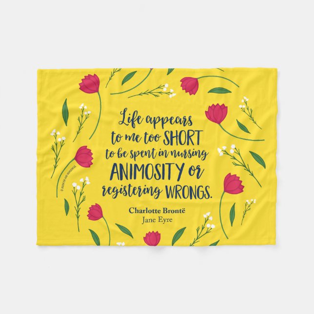 Charlotte Bronte Jane Eyre Floral Life Book Quote Fleece Blanket (Front (Horizontal))