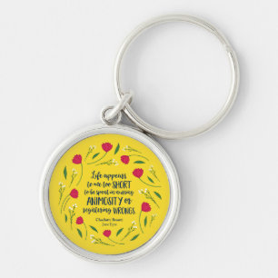 Charlotte Bronte Jane Eyre Floral Life Book Quote Key Ring