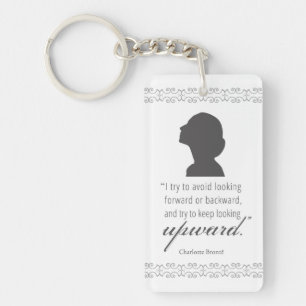 Charlotte Bronte - Keep Looking Upward - White Key Ring