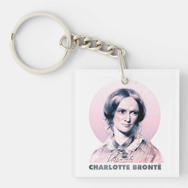 Charlotte Bronte Pink Richmond Painting Portrait Key Ring (Front)