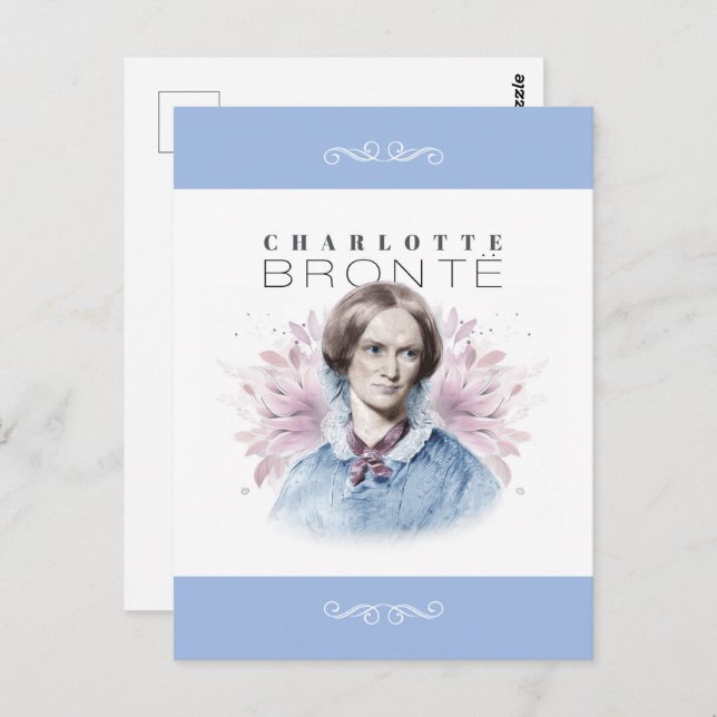 Charlotte Bronte Portrait by Richmond with Flowers Postcard (Front/Back)