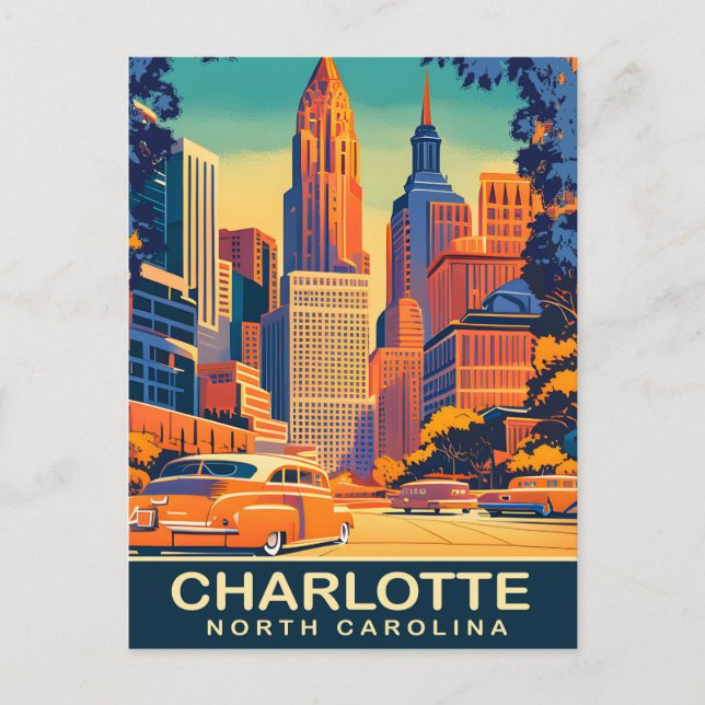 Charlotte, City Centre, North Carolina, Travel Postcard (Front)