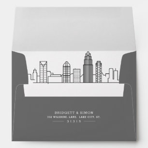 Charlotte City Modern Deco Skyline Reveal Envelope
