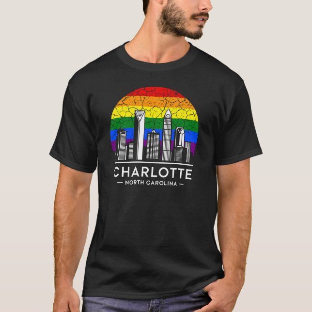 Charlotte City North Carolina Rainbow Flag T-Shirt (Front)