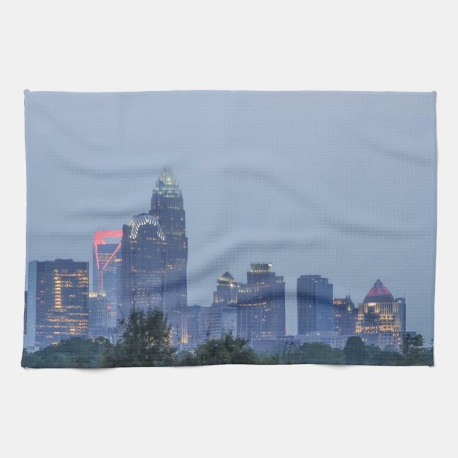 Charlotte city skyline tea towel (Horizontal)