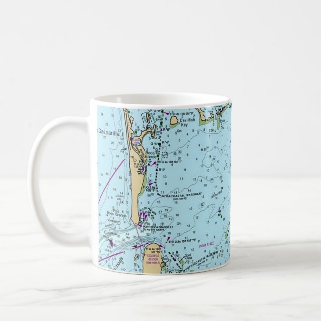 Charlotte Harbour Florida Nautical Map  Coffee Mug (Left)